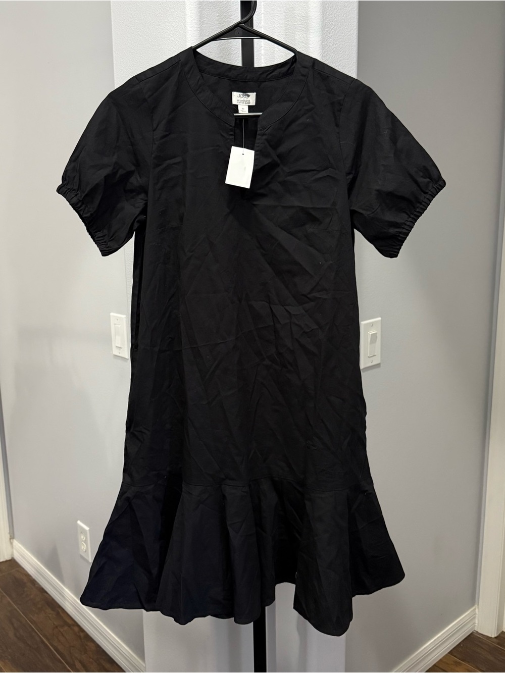 NWT!! J. CREW Factory Popover Dress Solid Black Travel Vacation Size 2T Tall - Picture 2 of 6